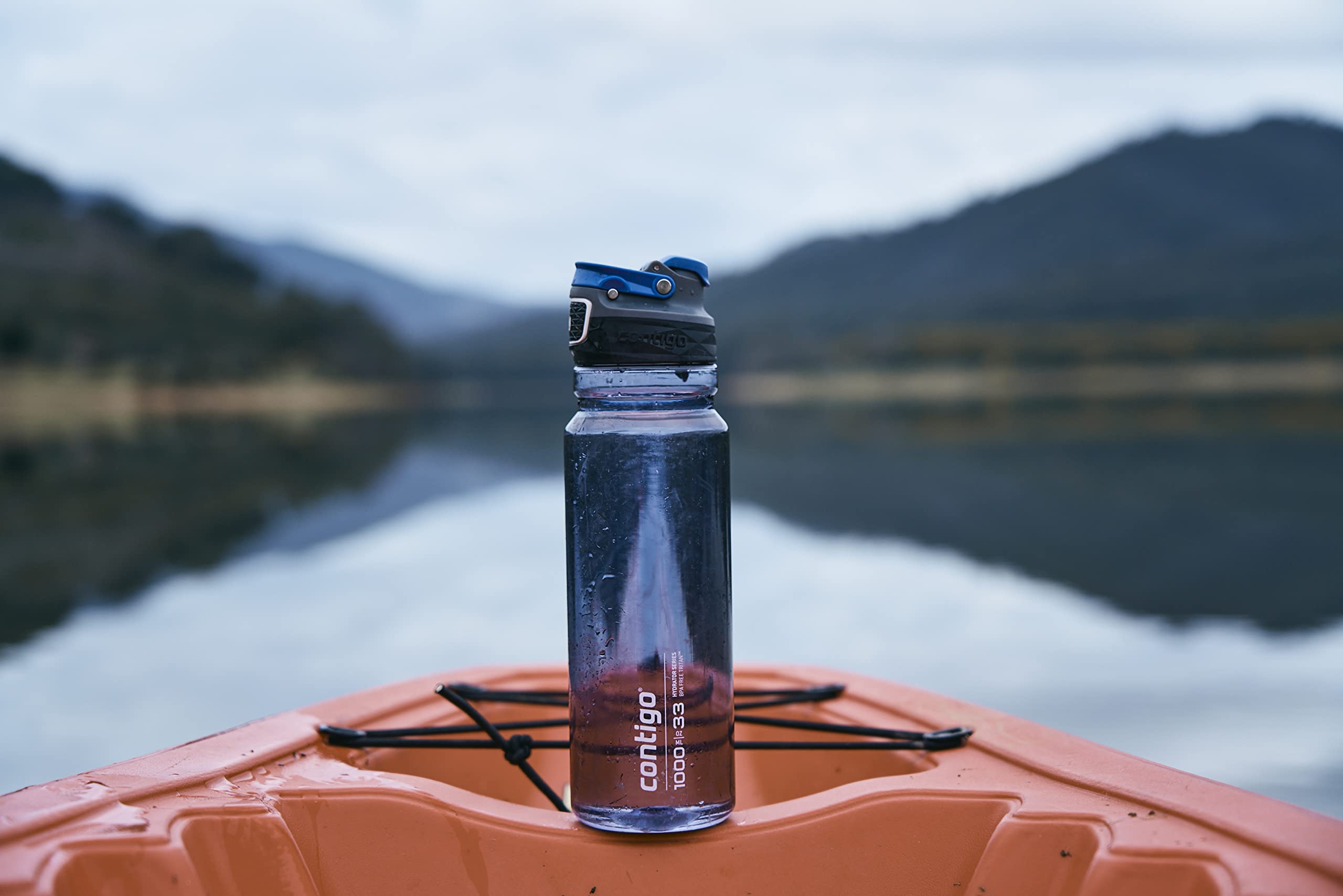 Contigo Free Flow Butelka na wodę z tritanu, bez BPA, w 100% szczelna, do picia za jednym naciśnięciem przycisku, butelka sportowa premium na wędrówki, do jazdy na rowerze, 1000 ml