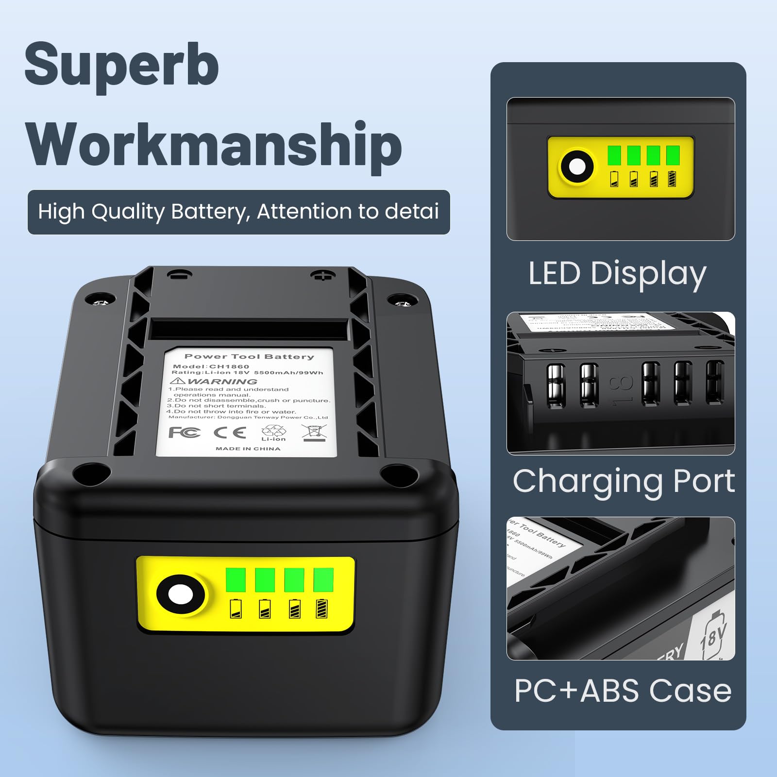 Batería de repuesto de 18 V y 5500 mAh para herramientas eléctricas Karcher, batería de iones de litio compatible con Kärcher todos los dispositivos de la plataforma de batería de 18 V
