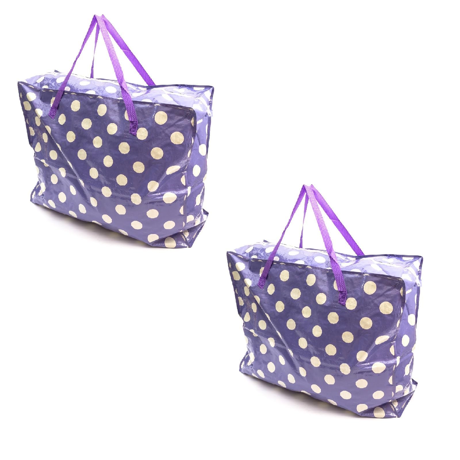 2 Pack Purple Polka Dot Extra Large Storage Bags 75x60x25cm — image 1