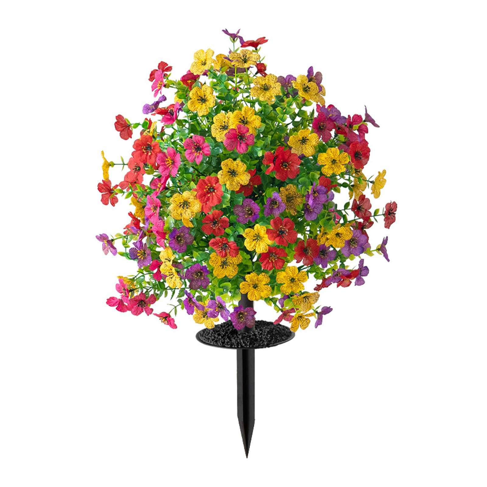 Piceioep Realistic Flower Stake Artificial Green Plant with Ground Stake for Garden Patio Yard Front Porch Indoor Decoration Fraudulent Gumtree Blossomy Arrangement