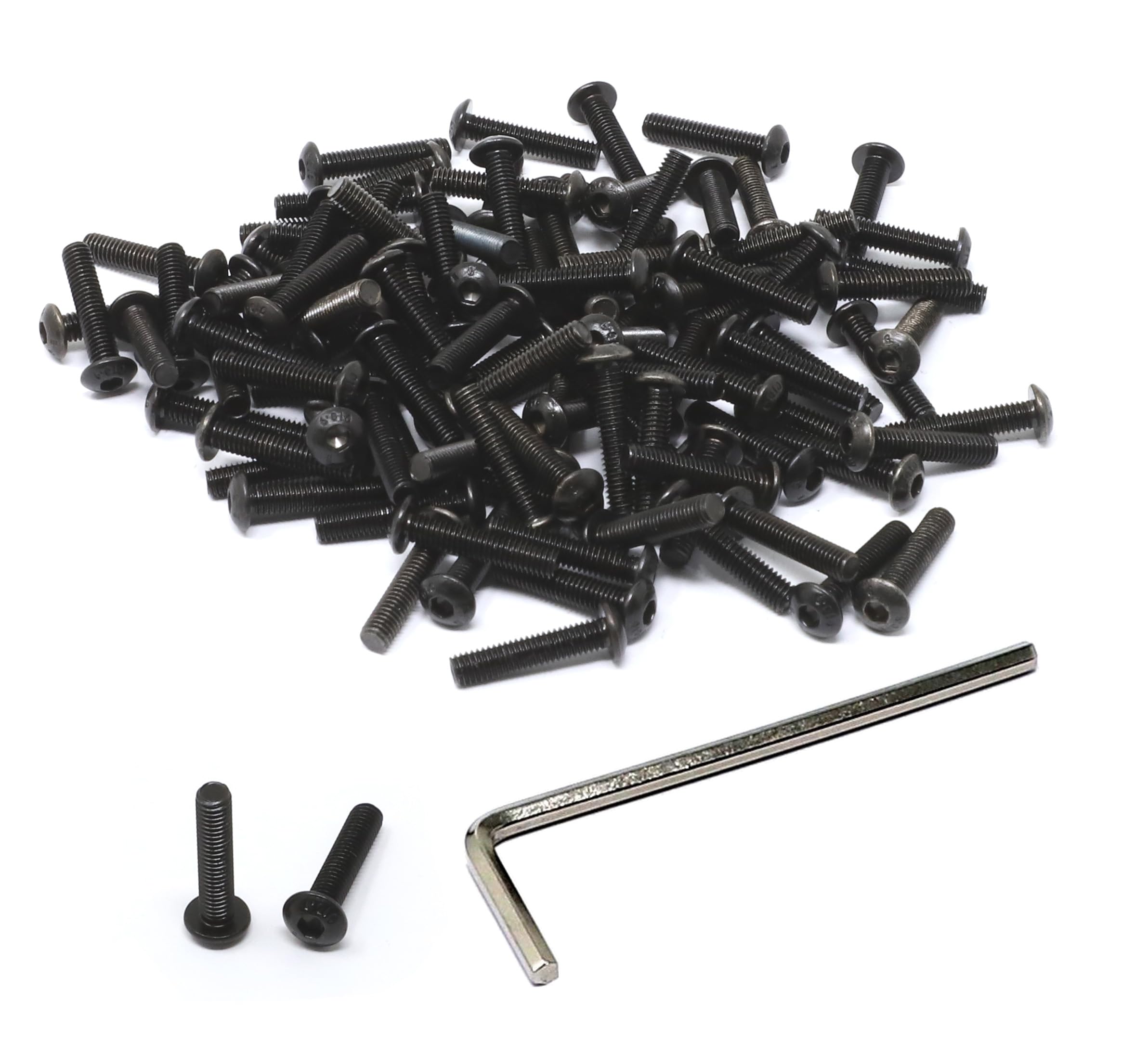iexcell 100 Pcs M3 x 14mm Thread Pitch 0.5 mm Alloy Steel 10.9 Grade Hex Socket Button Head Cap Screws Bolts Kit, Black Oxide Finish