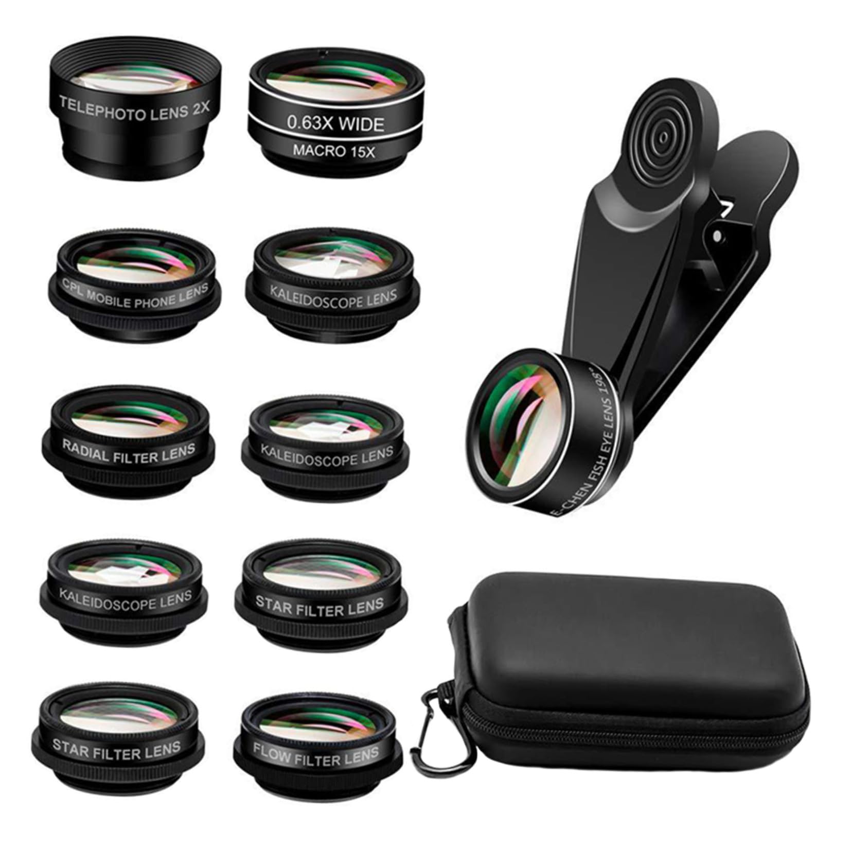 Gadpiparty Kit Obiettivi Esterni per Telefono Lenti Grandangolo e Macro in Alluminio Aeronautico e Vetro per Fotografia Artistica