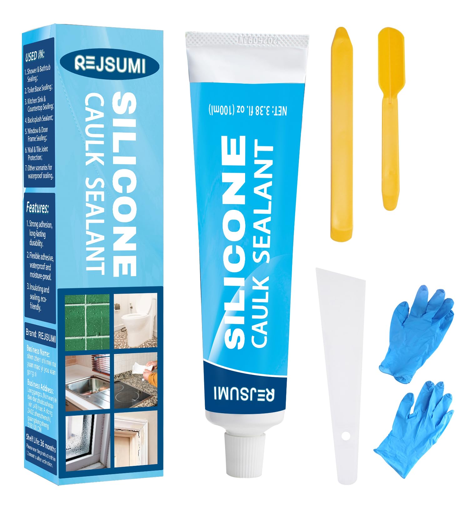 Clear Silicone Caulk Waterproof Silicone Sealant 0.68 fl.oz Strong Adhesion Sealant for Kitchen, Bath, Window, Door, Toilet, Shrink & Crack Proof (100ml)