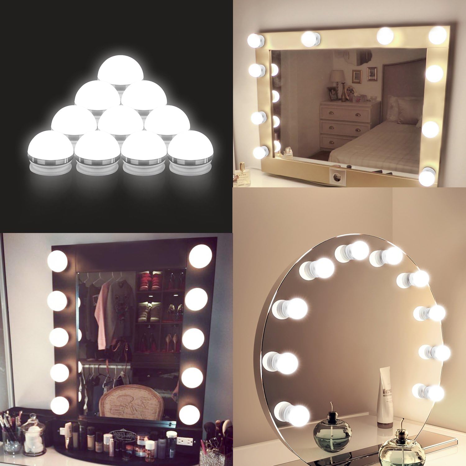 [2018 Upgraded] Hollywood Style LED Vanity Mirror Lights Kit, Auledio Makeup Light with 10 Dimmable Bulbs and Touch Dimmer for Makeup Vanity Table Set in Dressing Room (Mirror Not Include)