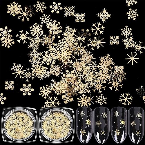 EBANKU 2Boxes Christmas Snowflake Confetti, Gold Snowflake Glitter Sequins for