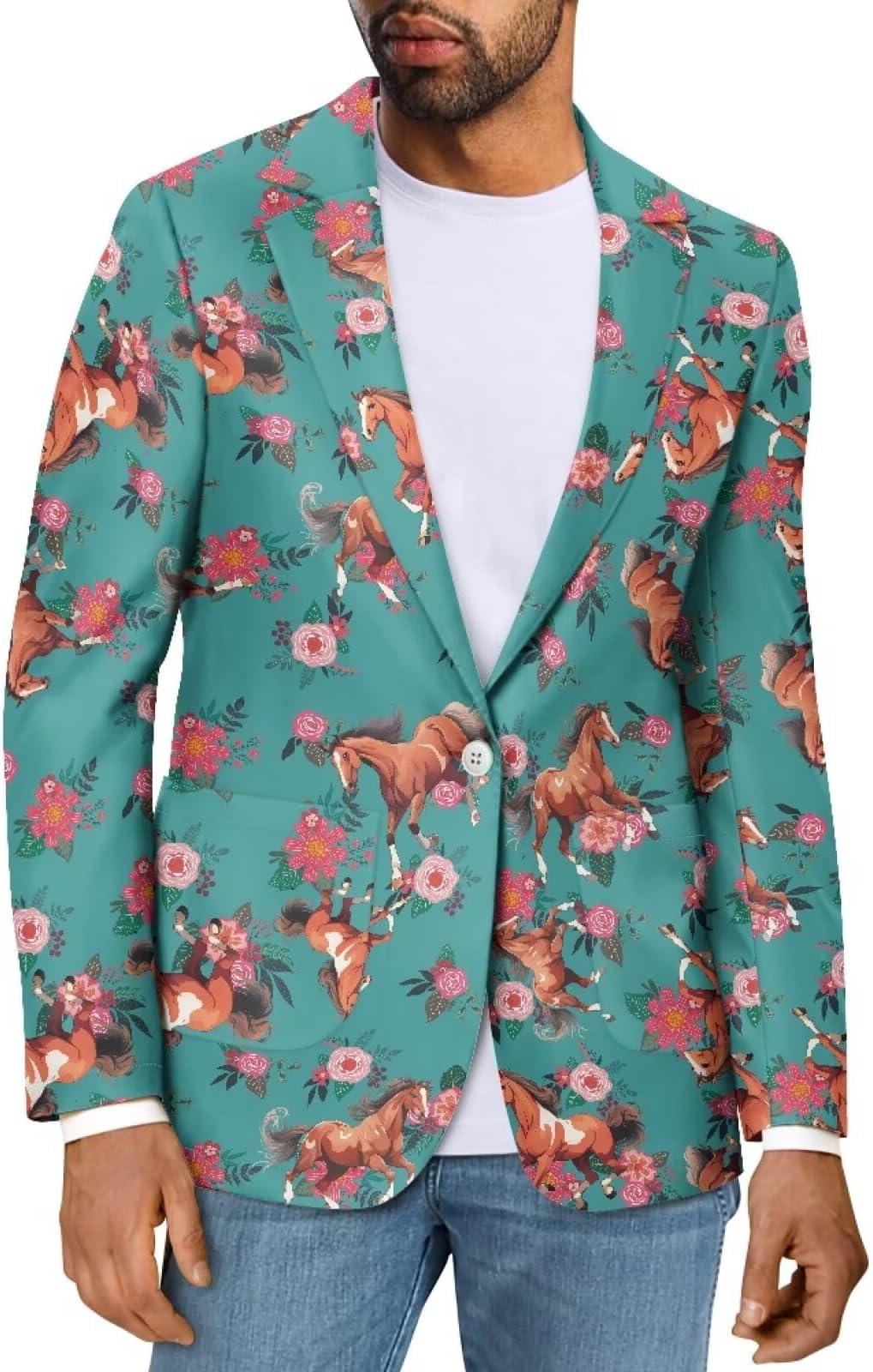 Blazer for Men One Button Notched Lapel Suit Jacket Casual Business Jackets Sports Coats Slim Fit Plus Size Blazer