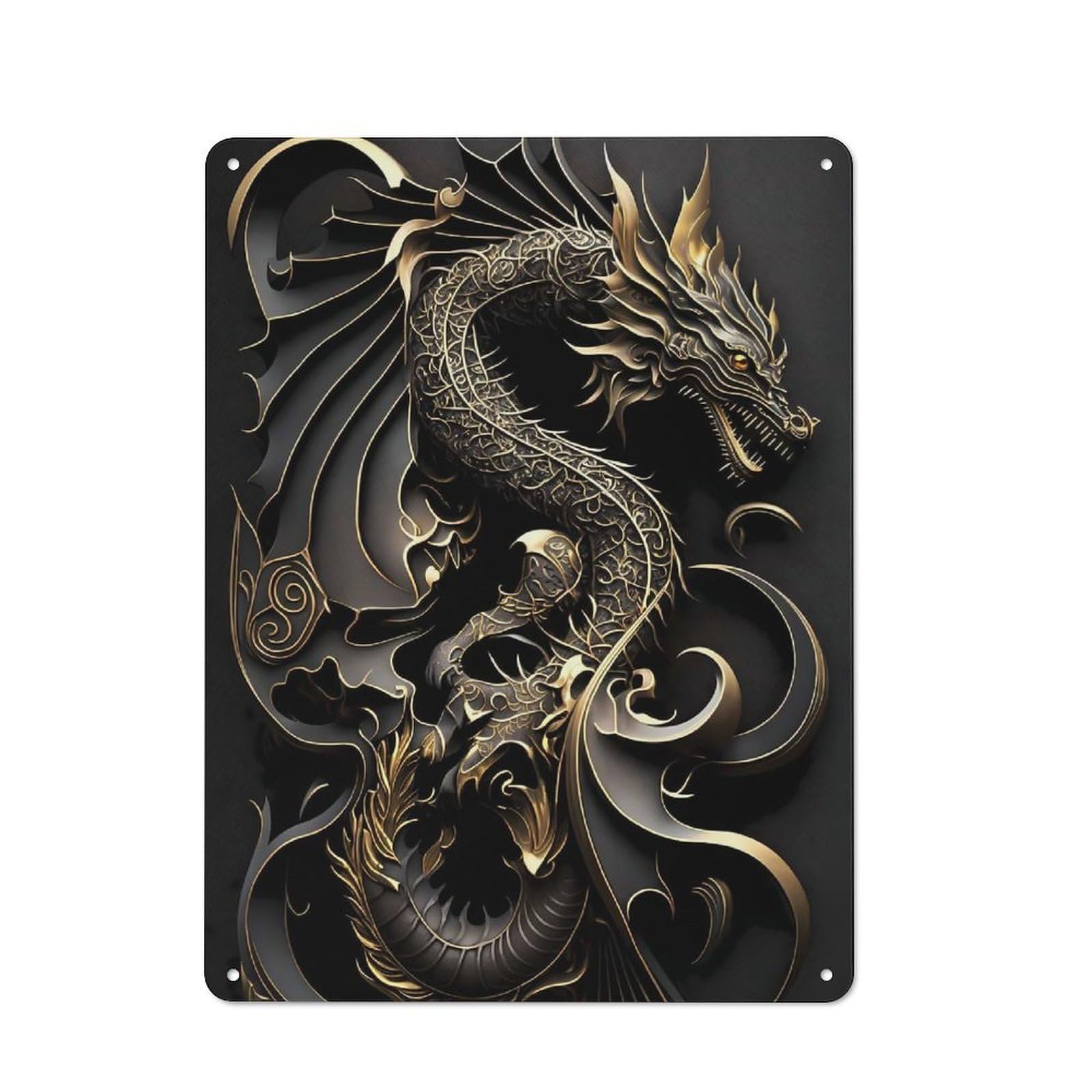 Junmoney Style Classic Dragons Splendor Kitchen Metal Sign 40X30cm, Kitchen Wall Decor For Kitchen, Cafe, Pantry Or Dining Room