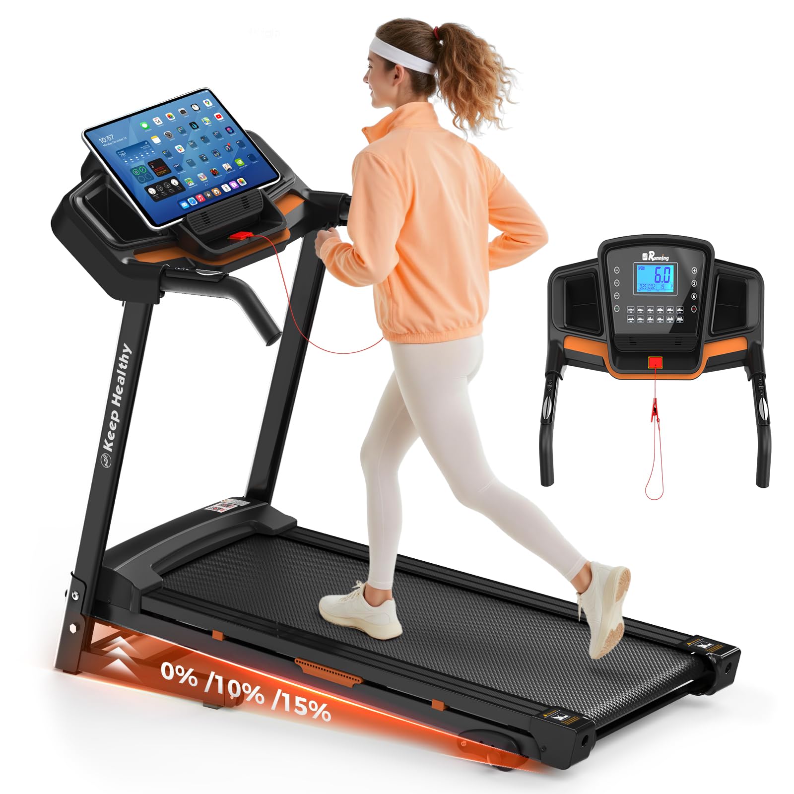 Treadmills for Home Folding Treadmill with Incline Walking Pad Treadmill Running Machine 3.5HP Quiet Brushless, 330 Lbs Capacity, App, Pulse Sensor