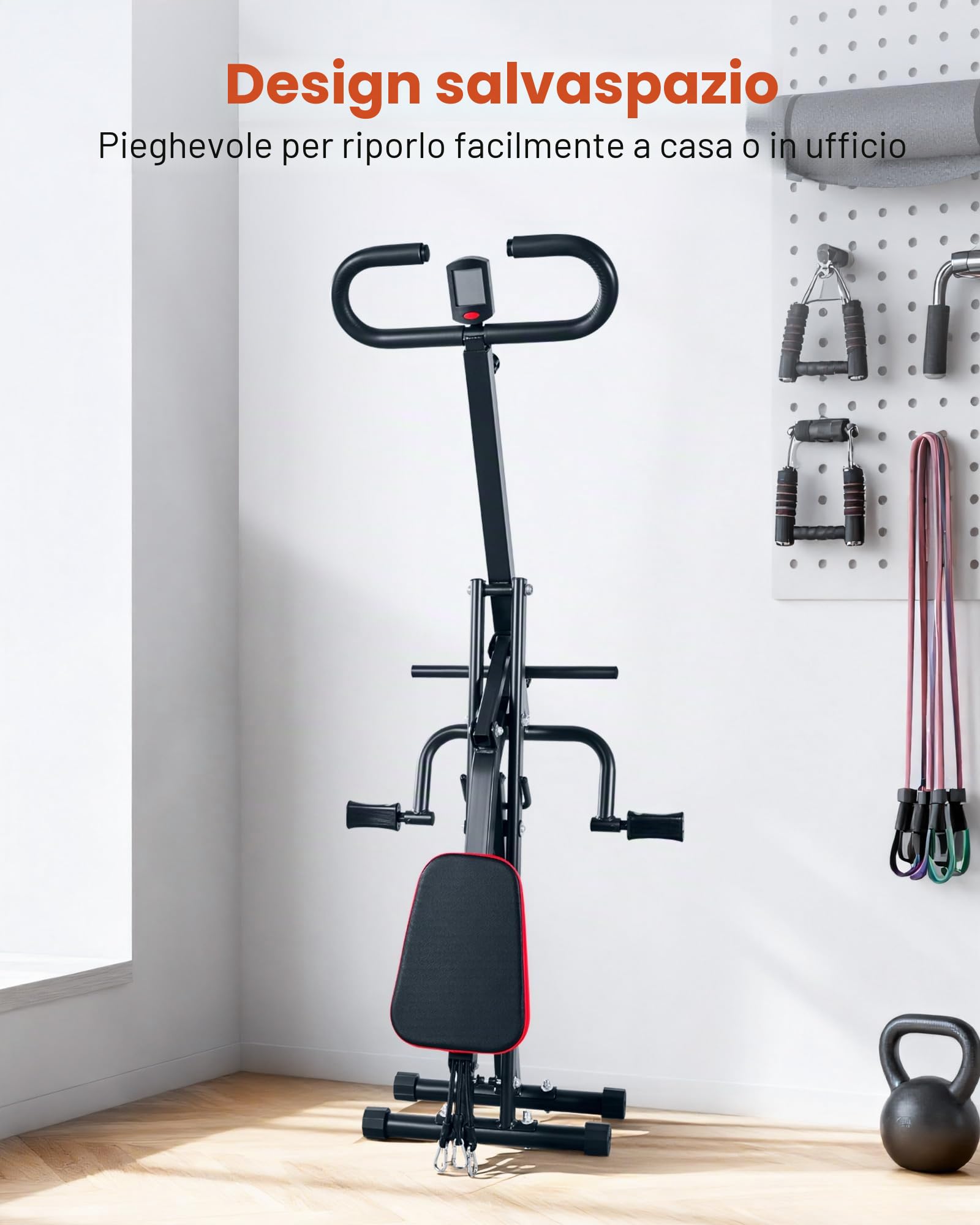 VEVOR Macchina per Squat Profondi, Attrezzo Pieghevole per Esercizi, Allenatore per Glutei con Resistenza Regolabile a 5 Livelli, Attrezzatura per Allenamento a Casa per Glutei e Gambe, Nero