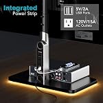 Universal TV Stand Tabletop TV Mount with Power Outlet for 50-90 Inch OLED LED Monitors, 9 Levels Height Adjustment, Ambient Lighting on The Bottom Holds up to 68kgs, Black 600x400mm