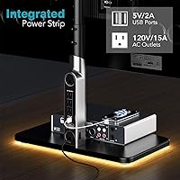 Vista 5 de Soporte Universal de TV de Mesa con Enchufe Eléctrico para Monitores OLED LED de 50-90 Pulgadas, 9 Niveles de Ajuste de Altura, Iluminación