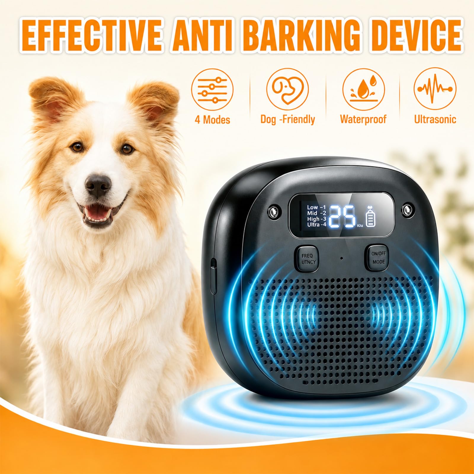 Tetra Dispositif anti-aboiement pour chiens, dispositif de dissuasion à ultrasons pour chiens, dispositif de contrôle des aboiements rechargeable, capteur anti-aboiements de 10 m et télécommande de
