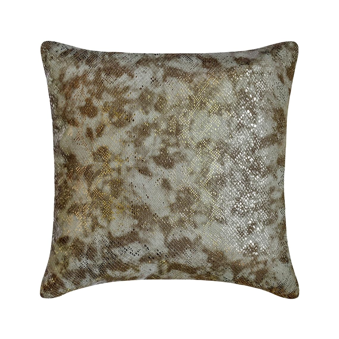 The HomeCentric Decorative Cushion Covers Silver & Gray 50x50 cm (20"x20") Faux Leather Faux Leather, Snake, Animal, Metallic Toss Cushion Cover For Chouch, Animal Modern Style - Serpentine Metallica
