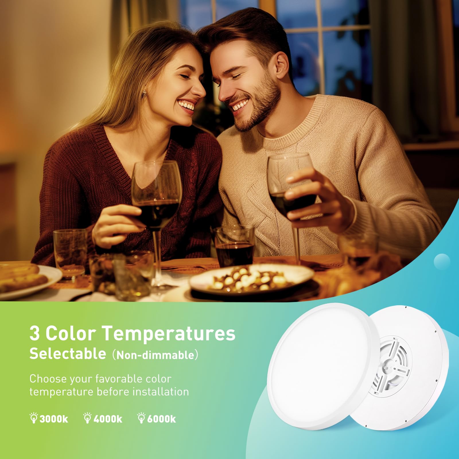 Yafido 24W Radar LED Lampe mit Bewegungsmelder Innen, 3 Farben Rund Deckenleuchte mit Bewegungsmelder, IP44 Deckenlampe mit Sensor für Flur Keller Treppenhaus, Warmweiß Naturweiß Kaltweiß, 2 Stück