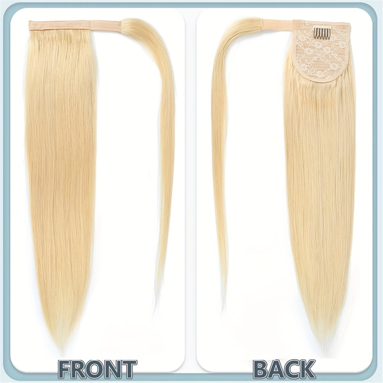 Naturalny Prosty blond kucyk z ludzkich włosów, jedwabny prosty kucyk, przedłużany wokół kucyka, #613 Idealny wygląd(8inches)