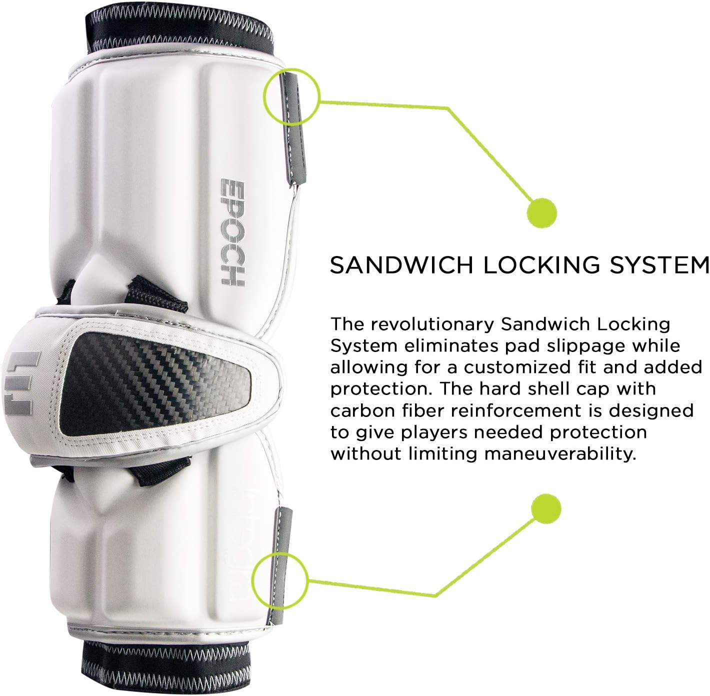 Epoch Integra Lacrosse Arm Guards for Attackmen with Dual Density Foam, Medium, White : Sports & Outdoors