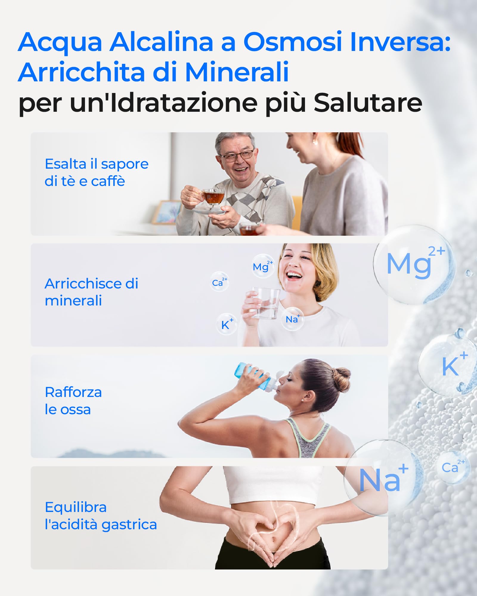Waterdrop T4-A Sistema a Osmosi Inversa Alcalina pH+, Doppio Flusso, Certificato NSF/ANSI 372, Filtrazione a 10 Stadi, Sistema di Filtrazione Acqua RO Senza Serbatoio da 450 GPD