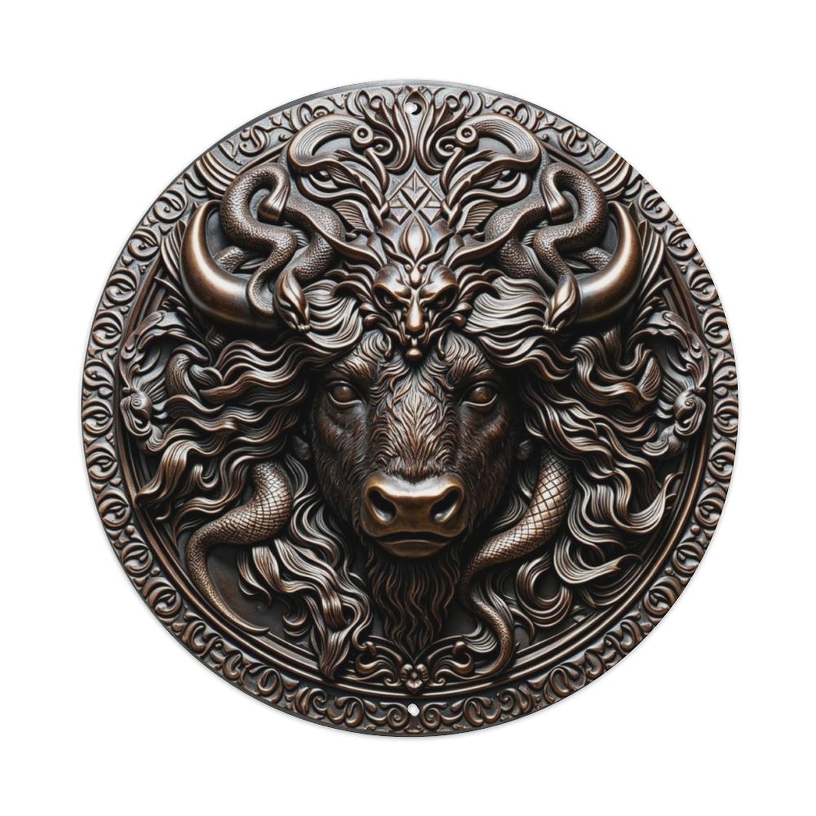 American Bison Bull Head 3D Western Metal Tin Sign Plaque