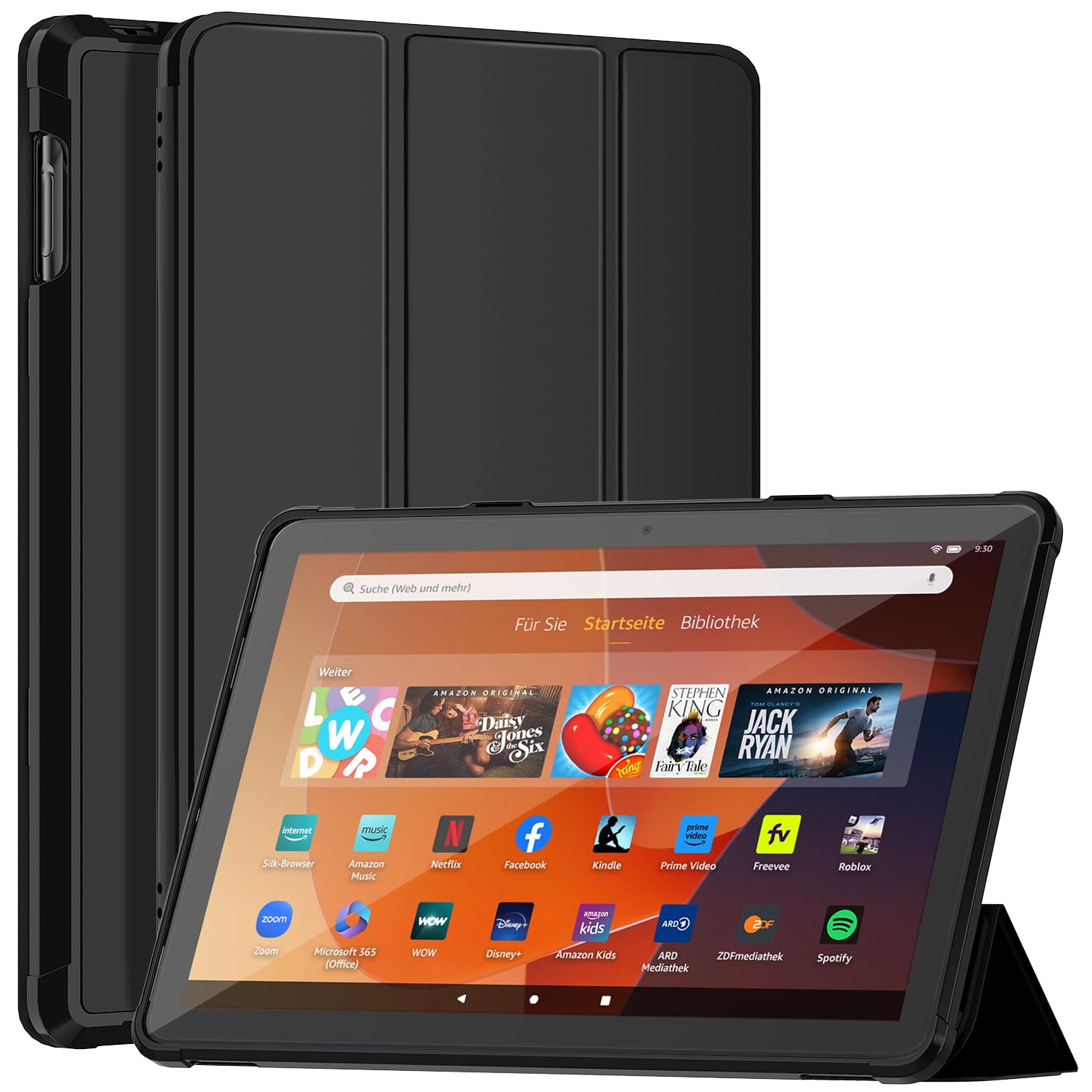 Sonlaryin Case for All-new 10 Tablet 10.1", Smart Trifold Stand with Soft TPU Back Case for 10 Tablet, Auto Wake/Sleep, Incompatible with Samsung - Black