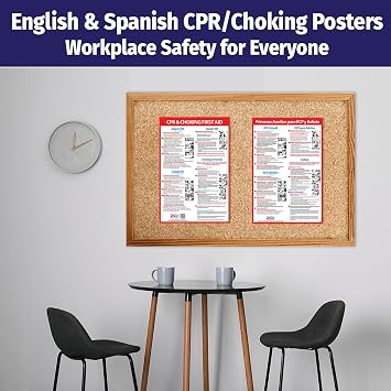 ZOCO CPR & Choking First Aid Posters (2-Pack, English & Spanish) Laminated 12x18 Compliance Signs Restaurant, Workplace, School Nurse Office, Daycare, Medical Clinic Wall Charts