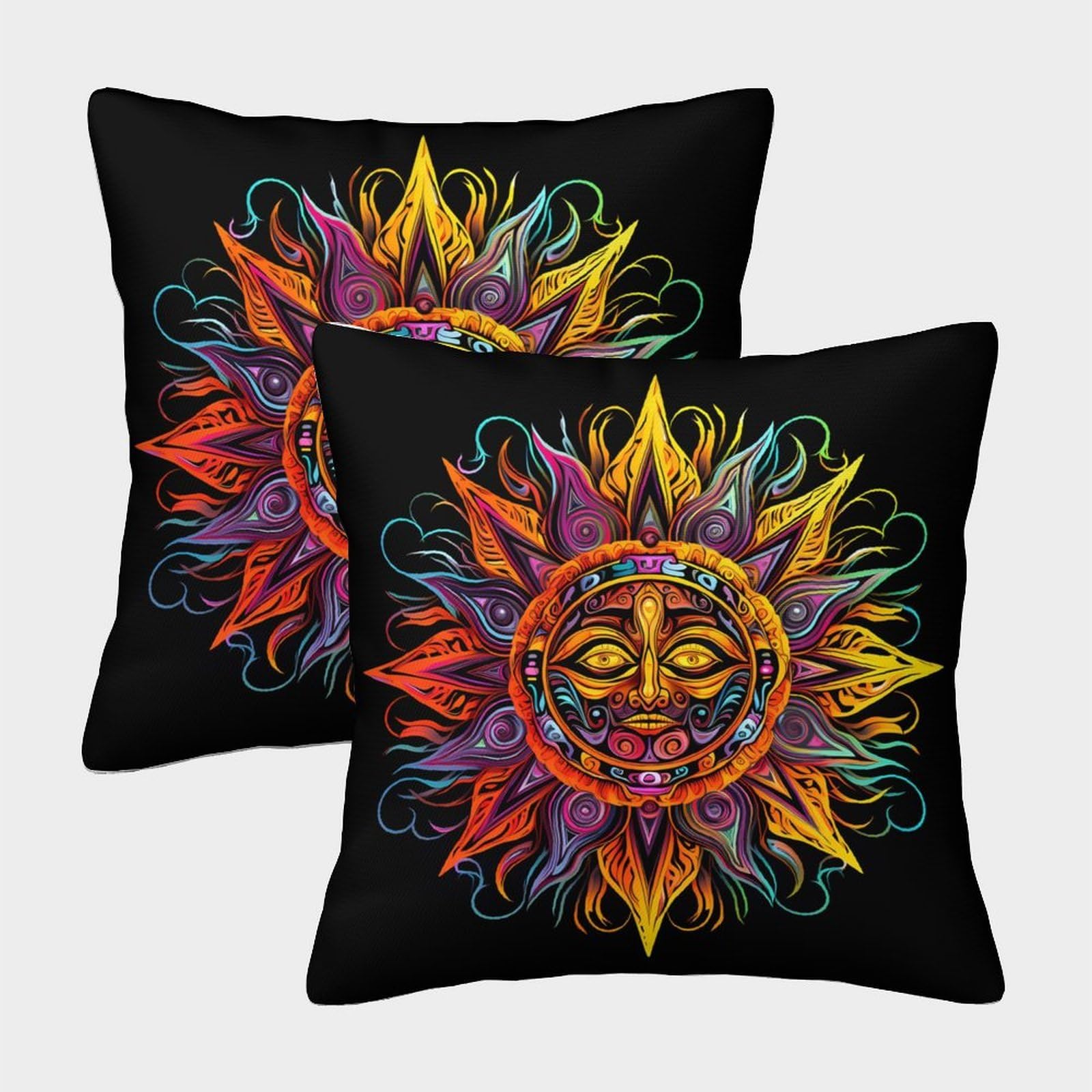 QFVANSIYO Vibrant Sun 3D Printed Microfiber Pillowcase Bedroom Bedding Sun Pattern Pillow Cover Soft Breathable for Adults Teens 50x50cm