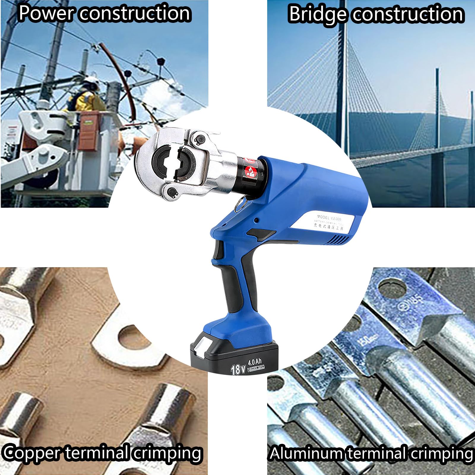 Elektryczne Hydrauliczne Zaciskanie Elektryczne Hydrauliczne Zaciskarki Do Końcówek Kablowych Akumulator Litowy 2 Baterie Litowe Do Końcówek Kablowych Miedzianych/Aluminiowych