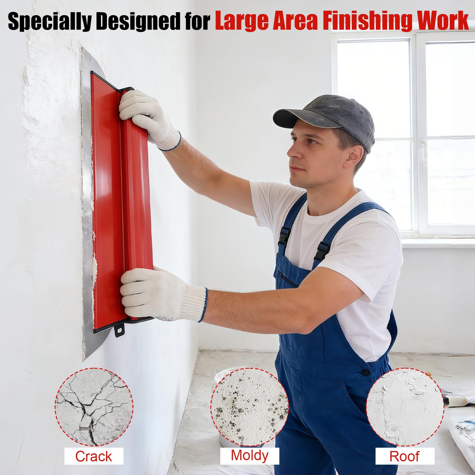 Ensemble de 2 Couteau a Enduire, 25+40 cm Spatule Enduit Set Lissage, Lisseuse Enduit en Acier Inoxydable, Convient à Construction de Murs de Grande Surface