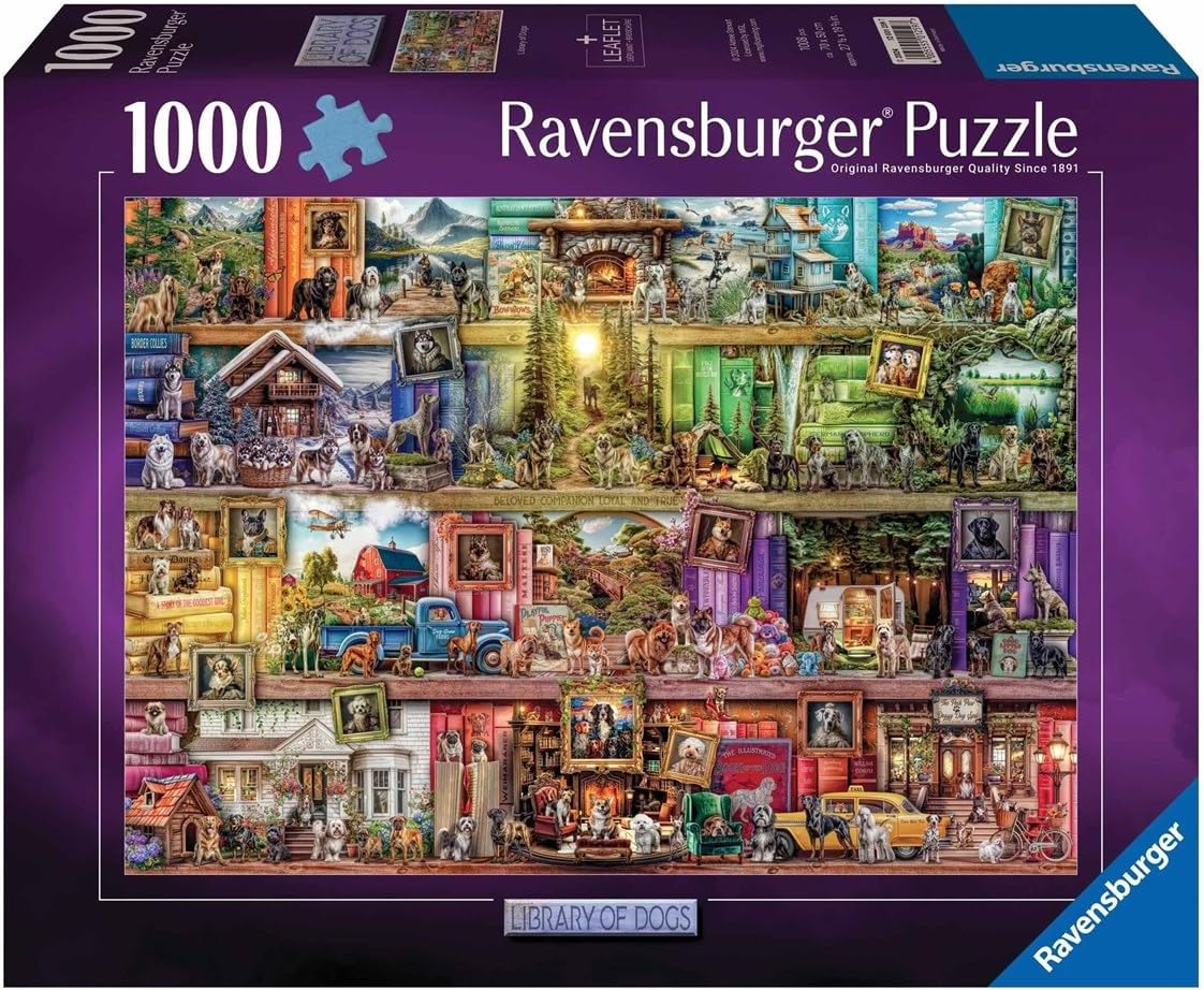 Library of Dogs - 1000 Piece Jigsaw Puzzle for Adults and Kids Ages 12 and Up