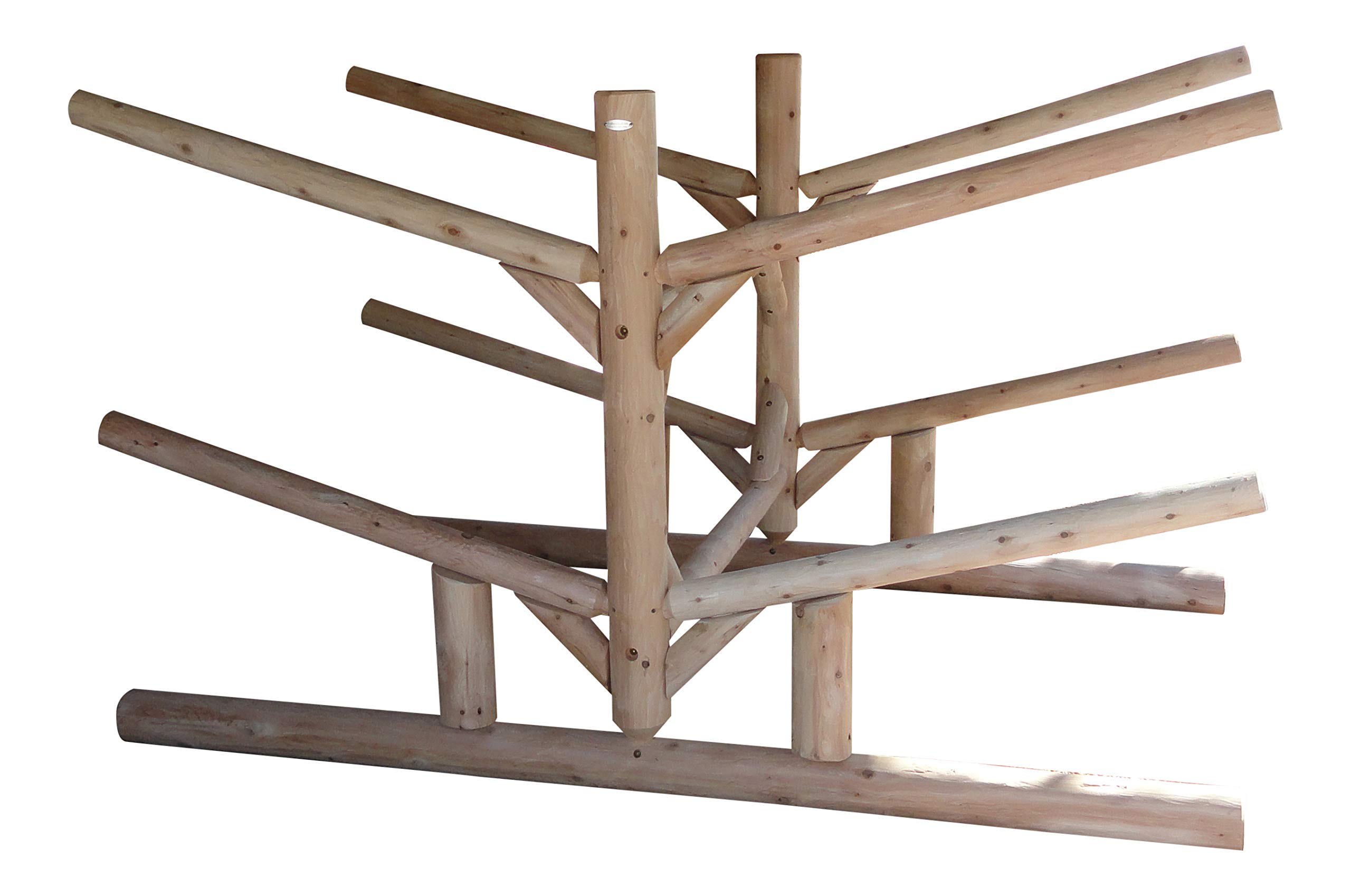 Log Kayak Rack-6-Place, 4 Canoe + 2 Kayak Storage Rack, Free Standing Outdoor Canoe Stand, Paddle Board, SUP Board, Garage Kayak Rack for Outdoor Storage, Canoe Storage Rack, Kayak Storage- Natural