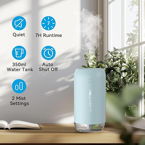 Miniatura 2 de Mini humidificador portátil, pequeño humidificador de aire personal de escritorio para dormitorio, hogar, plantas, automóvil, oficina interior con 2