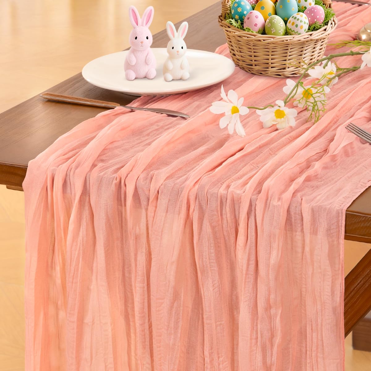 Socomi Beige Cheesecloth Table Runner Easter Spring Boho Rustic Gauze 120 inch 10FT Cheese Cloth Runner for Wedding Party Baby Shower Birthday Home Decor Holiday Decorations — view 50