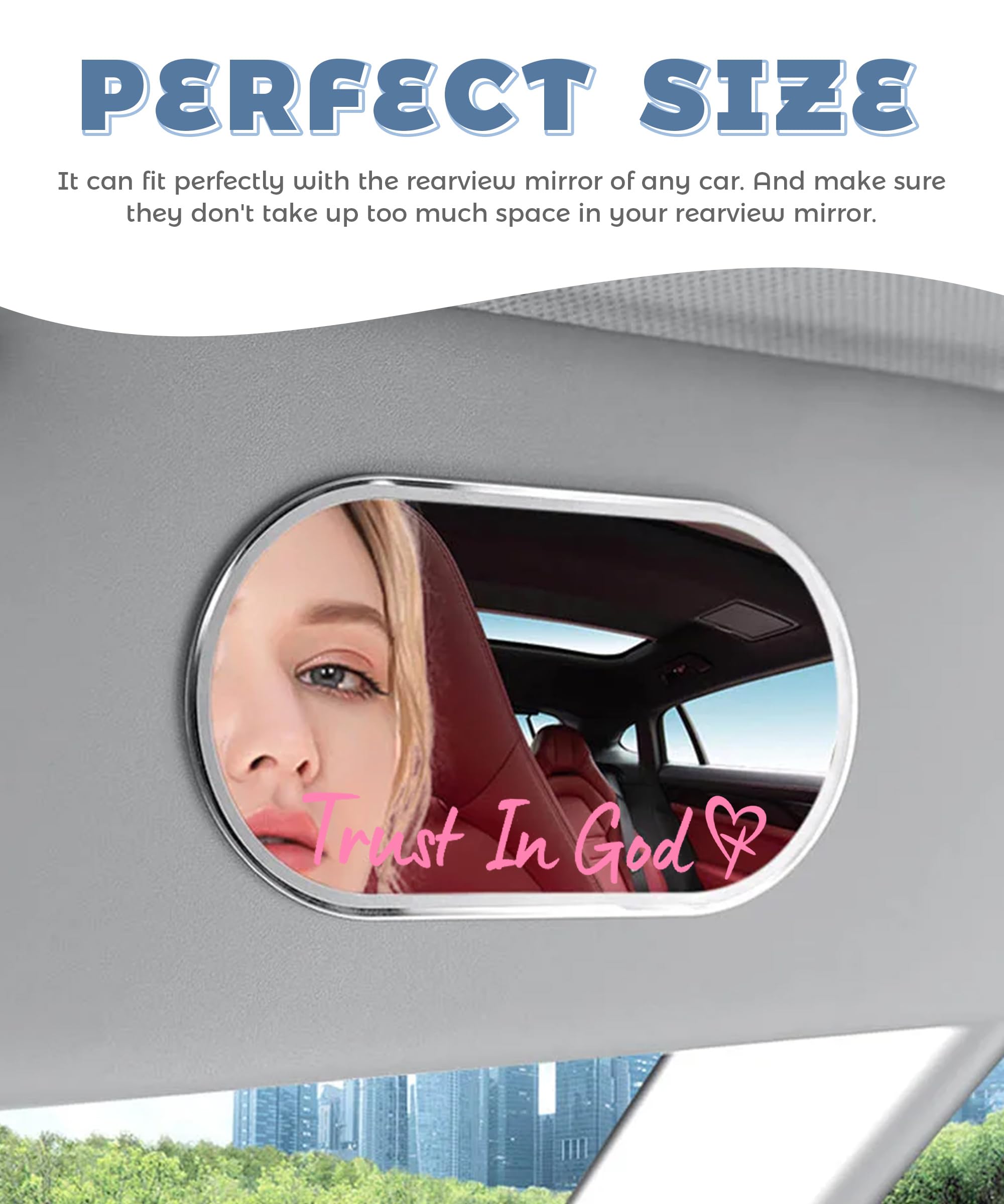 4PCS Car Stickers Car Accessories Trust in God Rearview Mirror Sticker Crystal Christian Sticker Rearview Mirror Accessories Car — view 4