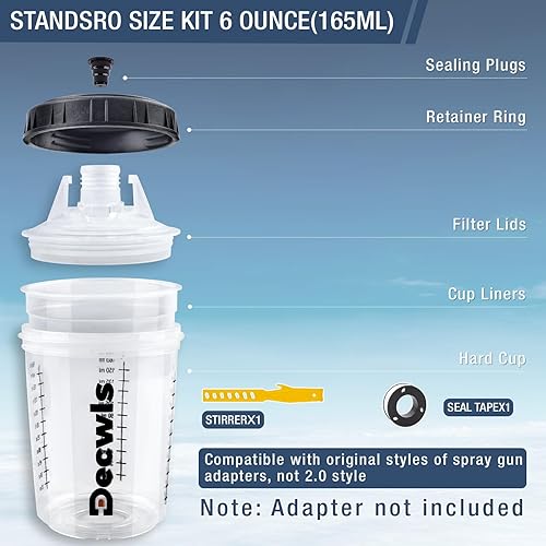 Miniatura 2 de Vasos de pintura desechables de 6 onzas (165ml), mini vasos mezcladores de pintura con tapa y paquete de 50 vasos de pintura para pistola rociadora