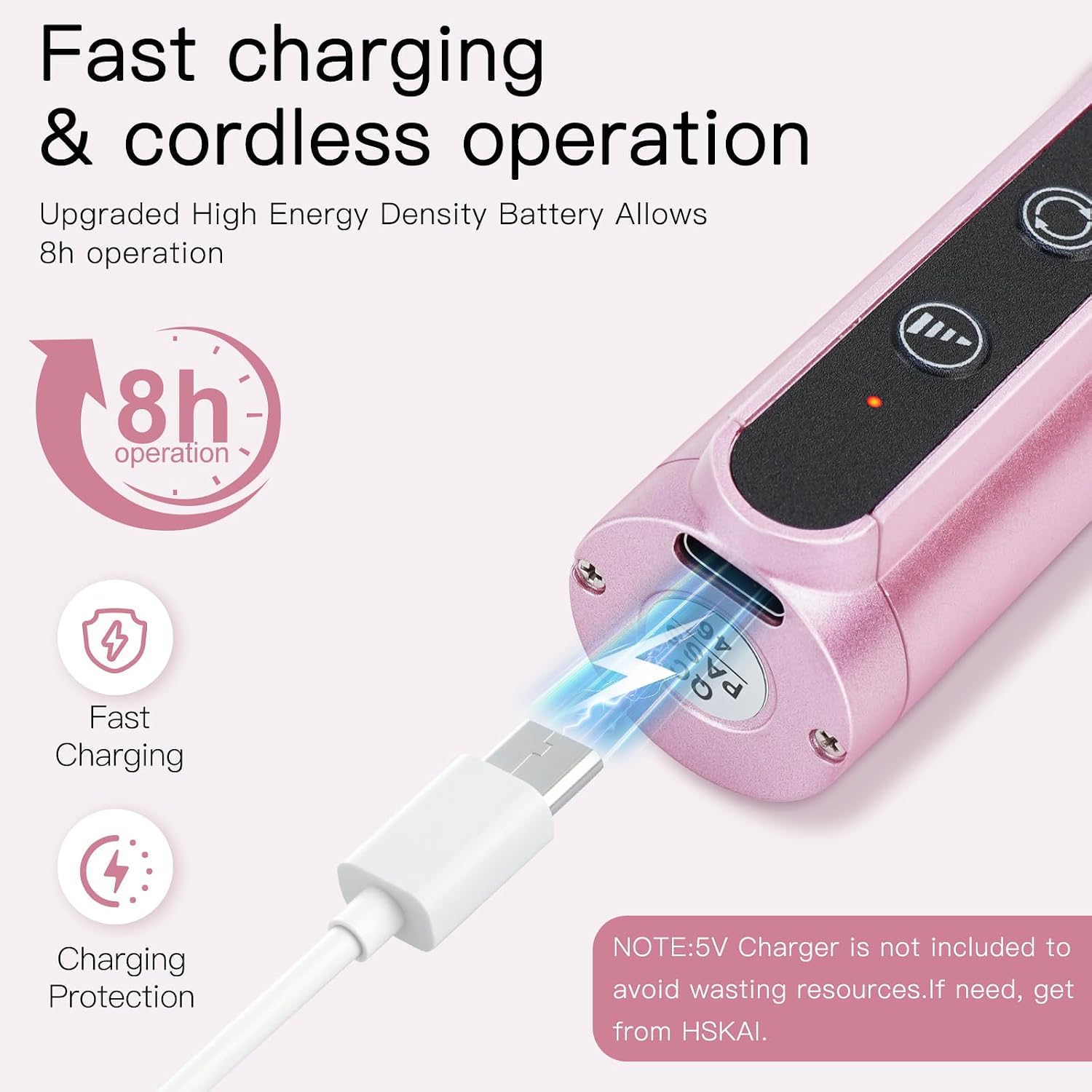 Cordless Nail Drill Kit Professional for Acrylic Gel Dip Powder Nails Portable Nail Drill Pedicure Manicure Tool Rechargeable Lightweight(Carmine)