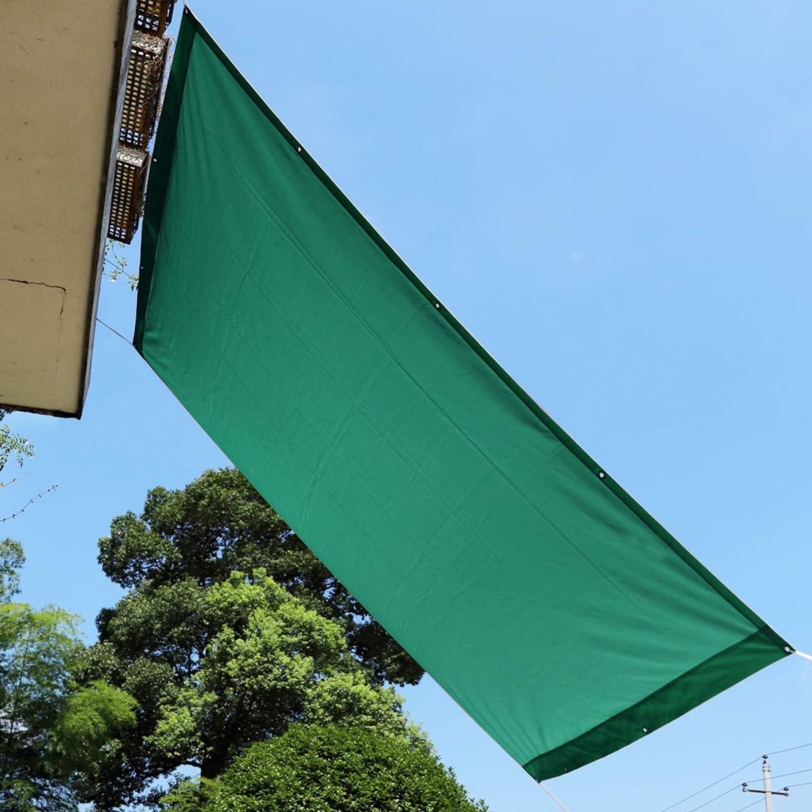 LYGSWDB da Sole Rettangolare Impermeabile per Esterni 1,7 x 5 m, Antipolvere, Antivento, per Patio, Prato, pergola, tettoia Verde Scuro con Kit di Fissaggio Facile