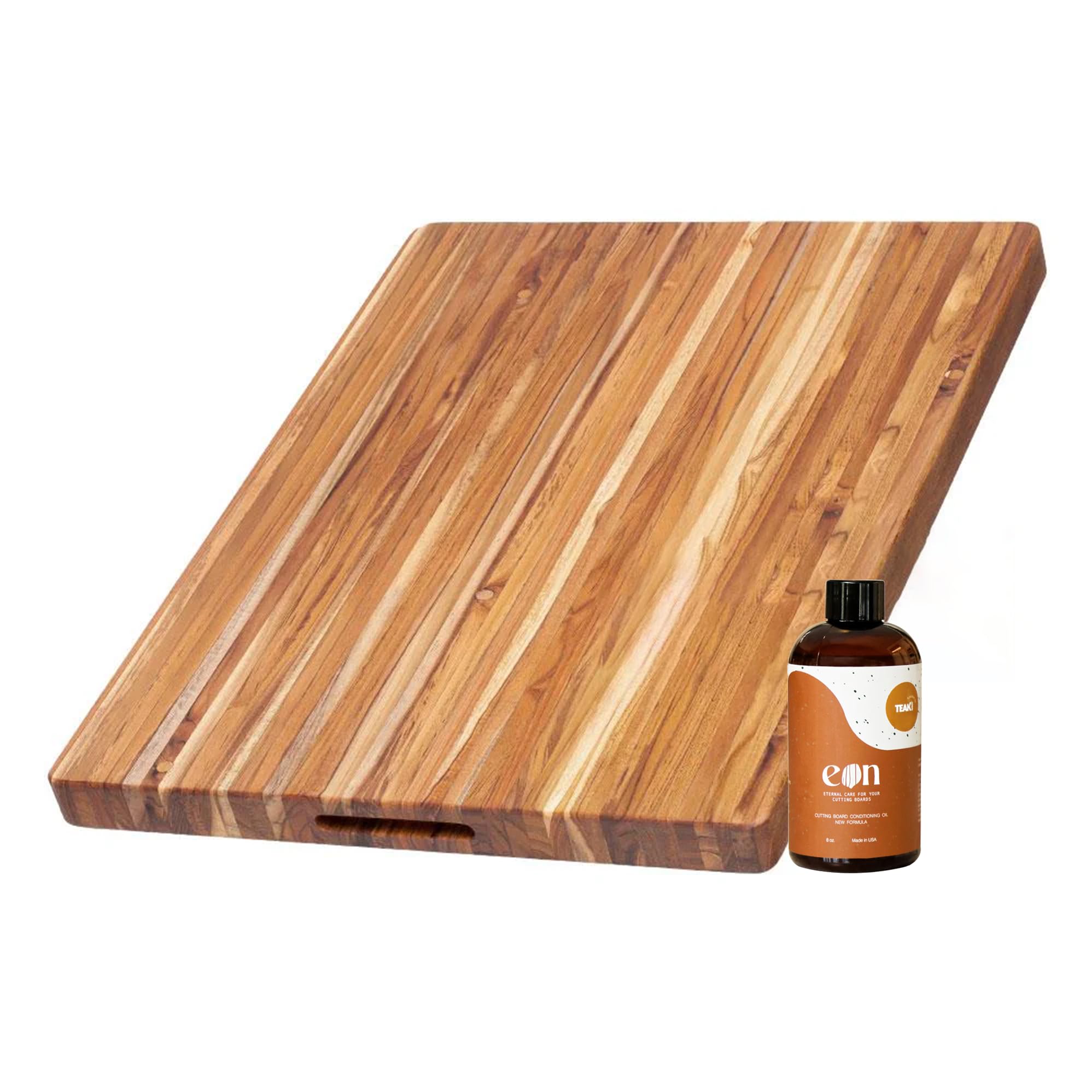 Teakhaus XL Cutting Board with Handles &amp; EON Oil Set, 24 x 18 x 1.5 in