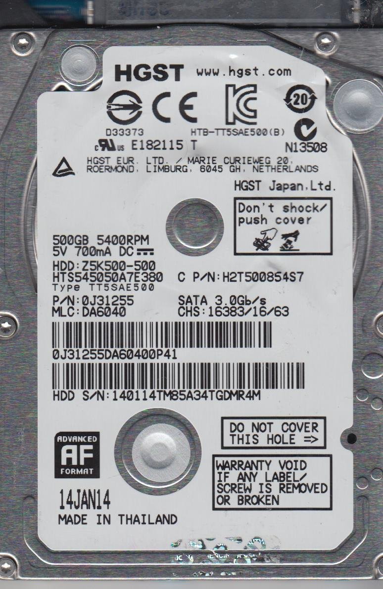 Amazon.com: HGST Travelstar Z5K500 HTS545050A7E380 - Festplatte