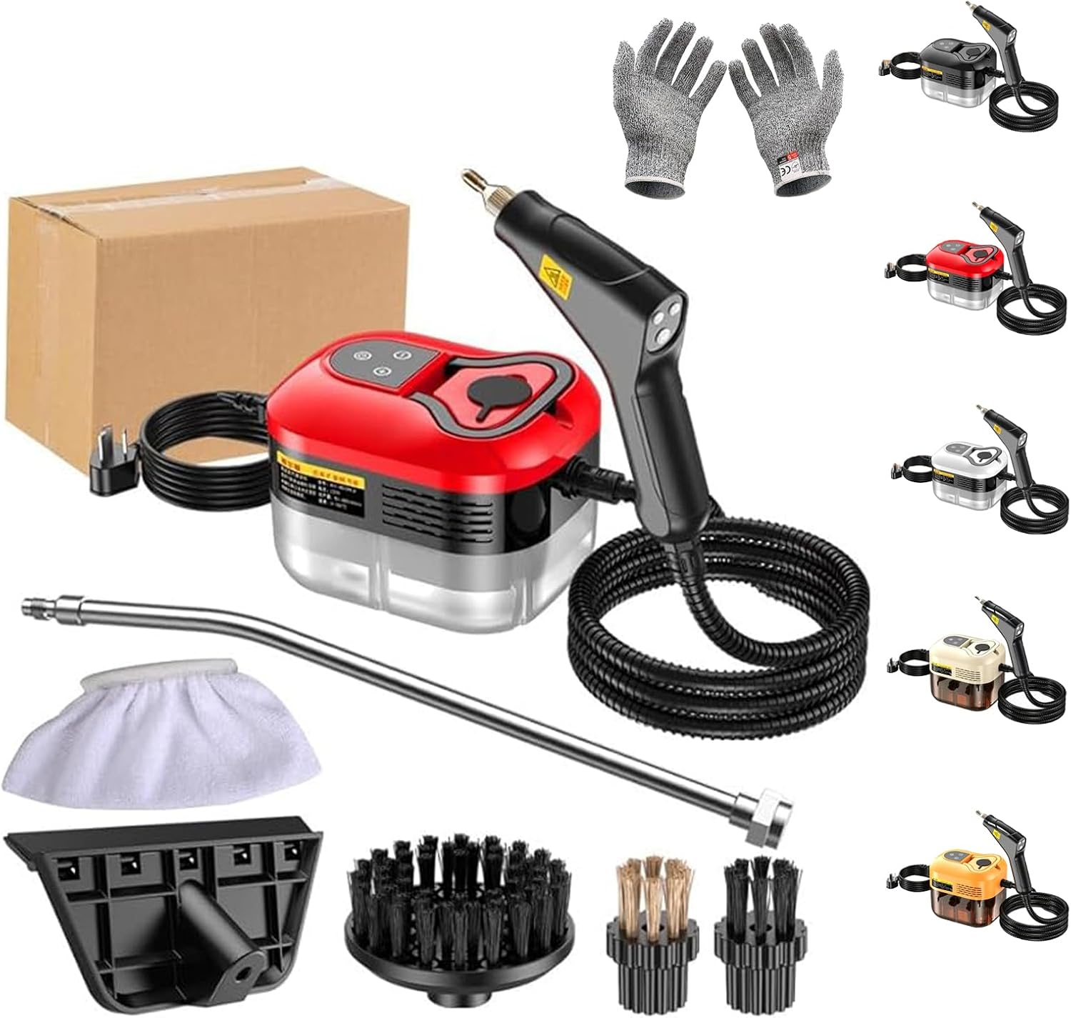 2500W Handheld High-Temperature Pressurized Steam Cleaner, Portable Multi-Surface Steamer with 10 Accessories, Fast Heat Up for Kitchen, Tile, Grout, Window, Furniture and Car Cleaning (White)