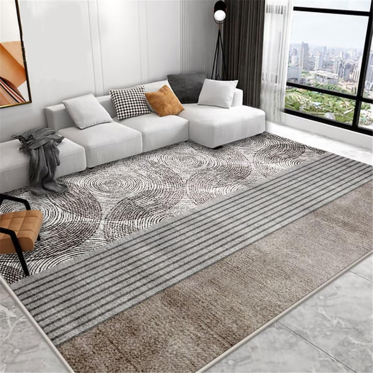 Tapis de chambre gris 160x200 cm, revêtement moderne et antistache pour sublimer le salon