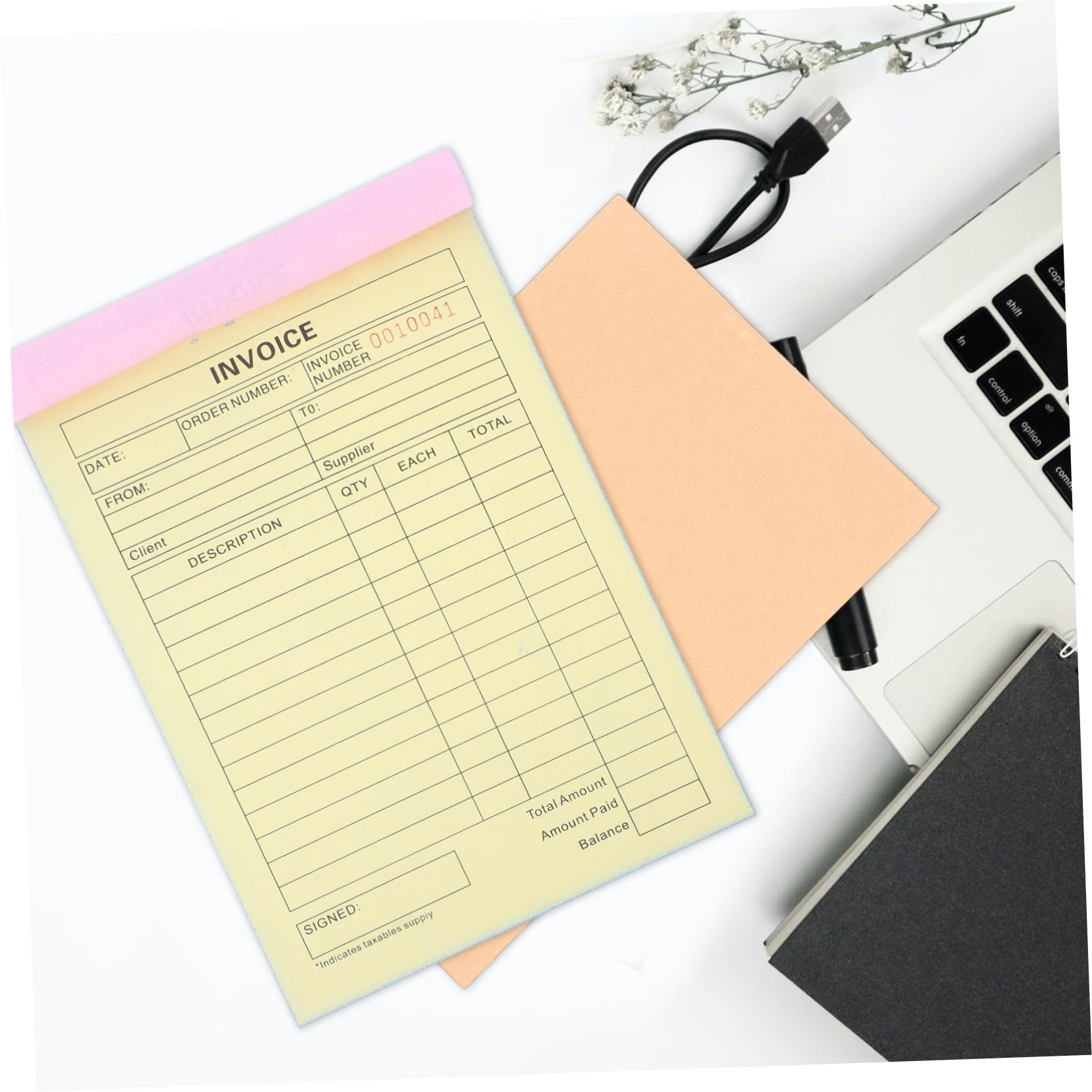 Angoily Cahier de Facture Auto Entrepreneur 2pcs Carnet de Reçus Commerciaux en Papier, Format Trois Volets, Design Compact, pour Petites Entreprises et Boulangeries