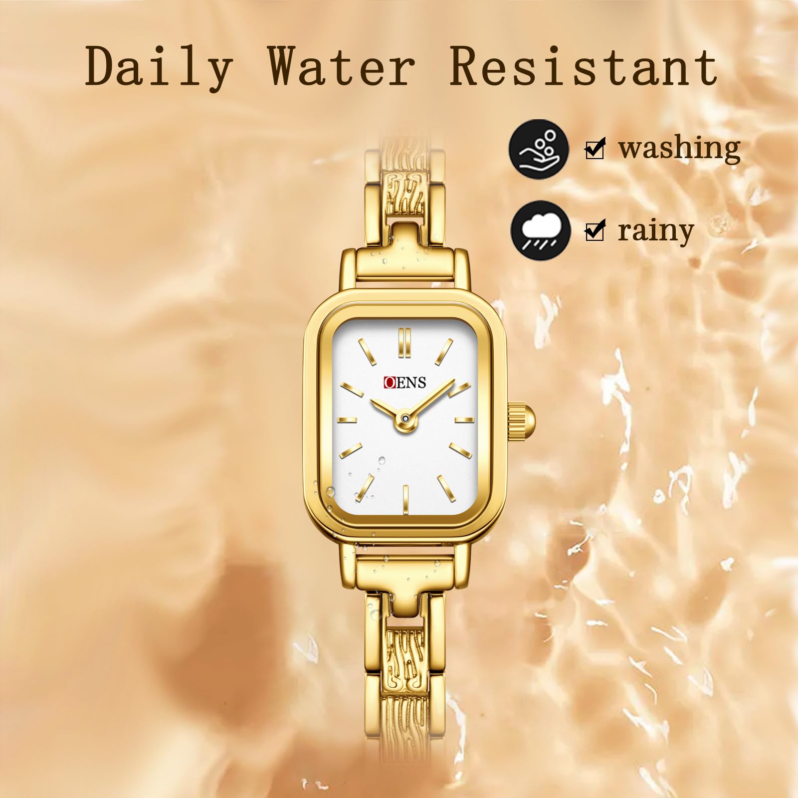 findtime Relojes dorados y plateados para mujer, reloj de pulsera para mujer