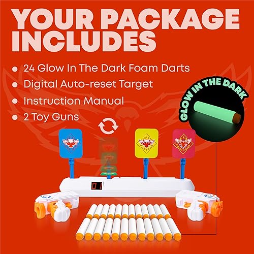 Juguete electrónico de disparo con 2 lanzadores de dardos de espuma, práctica de objetivos digitales, accesorios de práctica de tiro para niños,