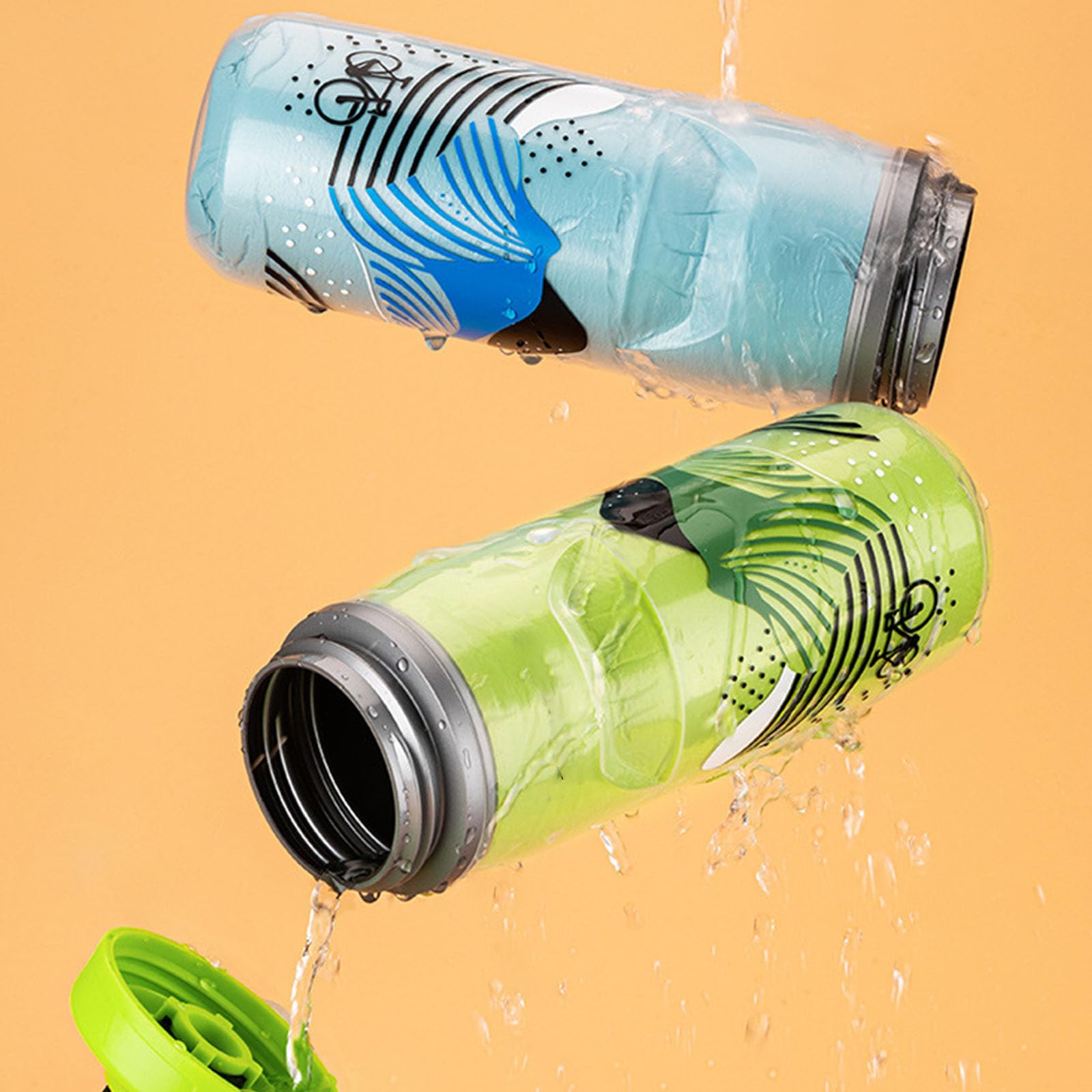 High Flows Boquillas Universales Botellas de agua para bicicleta, botellas de ciclismo con doble aislamiento para fitness al aire libre, botella térmica con exprimidor