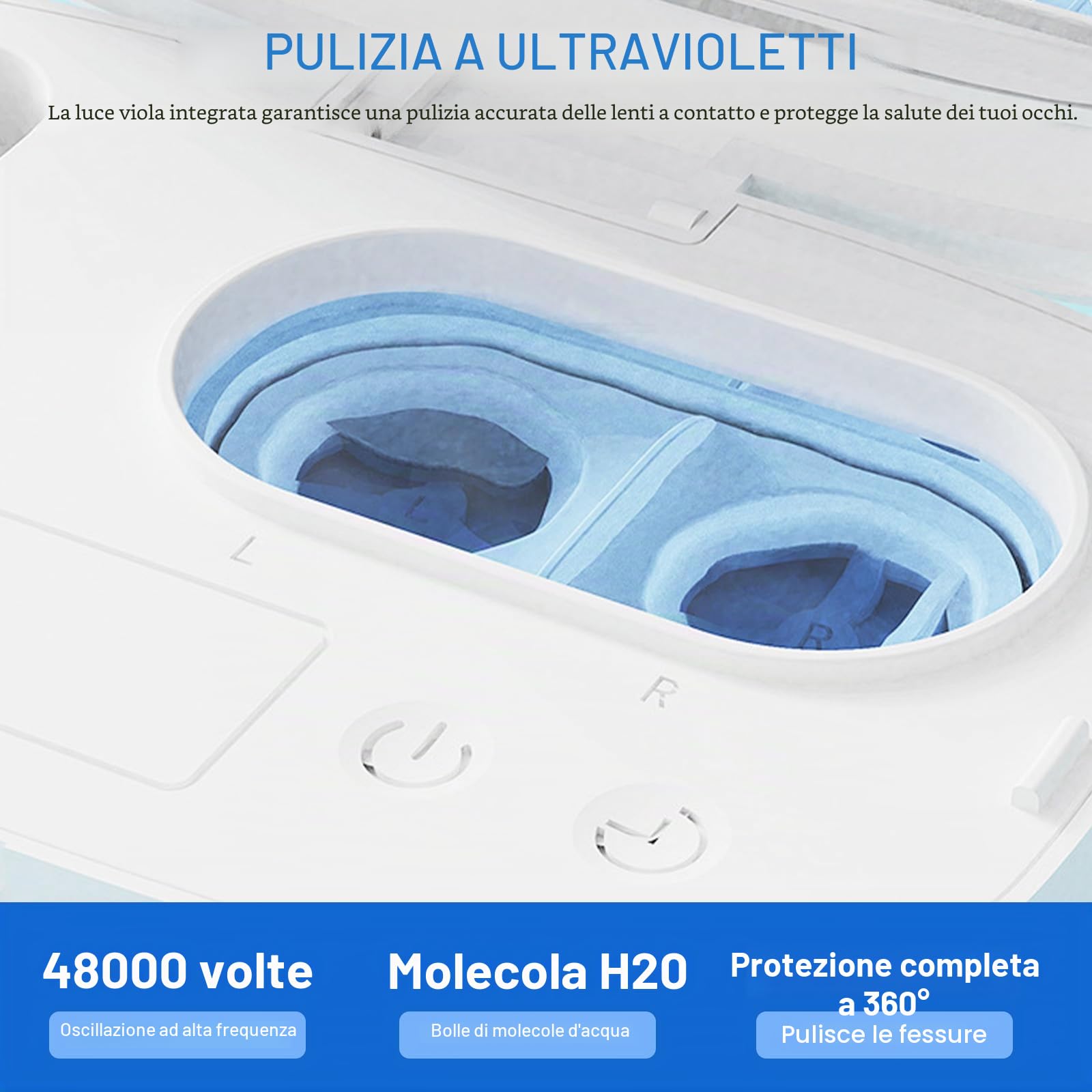 Macchina per la pulizia delle lenti a contatto portatile ad ultrasuoni Pulizia delle lenti a contatto con 4 modalità di temporizzazione Caricatore USB Fit Smaltimento Lente morbida Lente dura Lente a