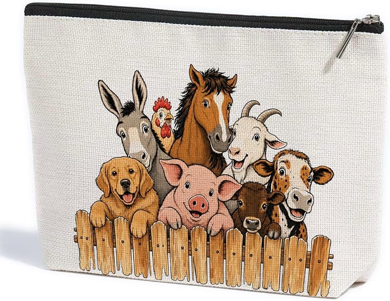 Necessaire de maquiagem ZHAMEN com estampa de animais, fechamento com zíper, multicolorida 1617