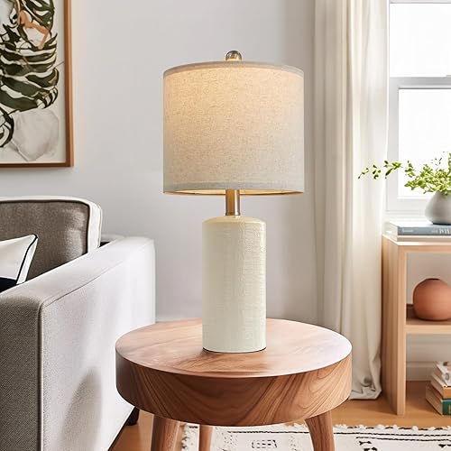 Miniatura 7 de Lámpara de mesa individual pequeña de 20.25 pulgadas para dormitorio, moderna lámpara de mesita de noche de cerámica, lámpara de noche de granja,