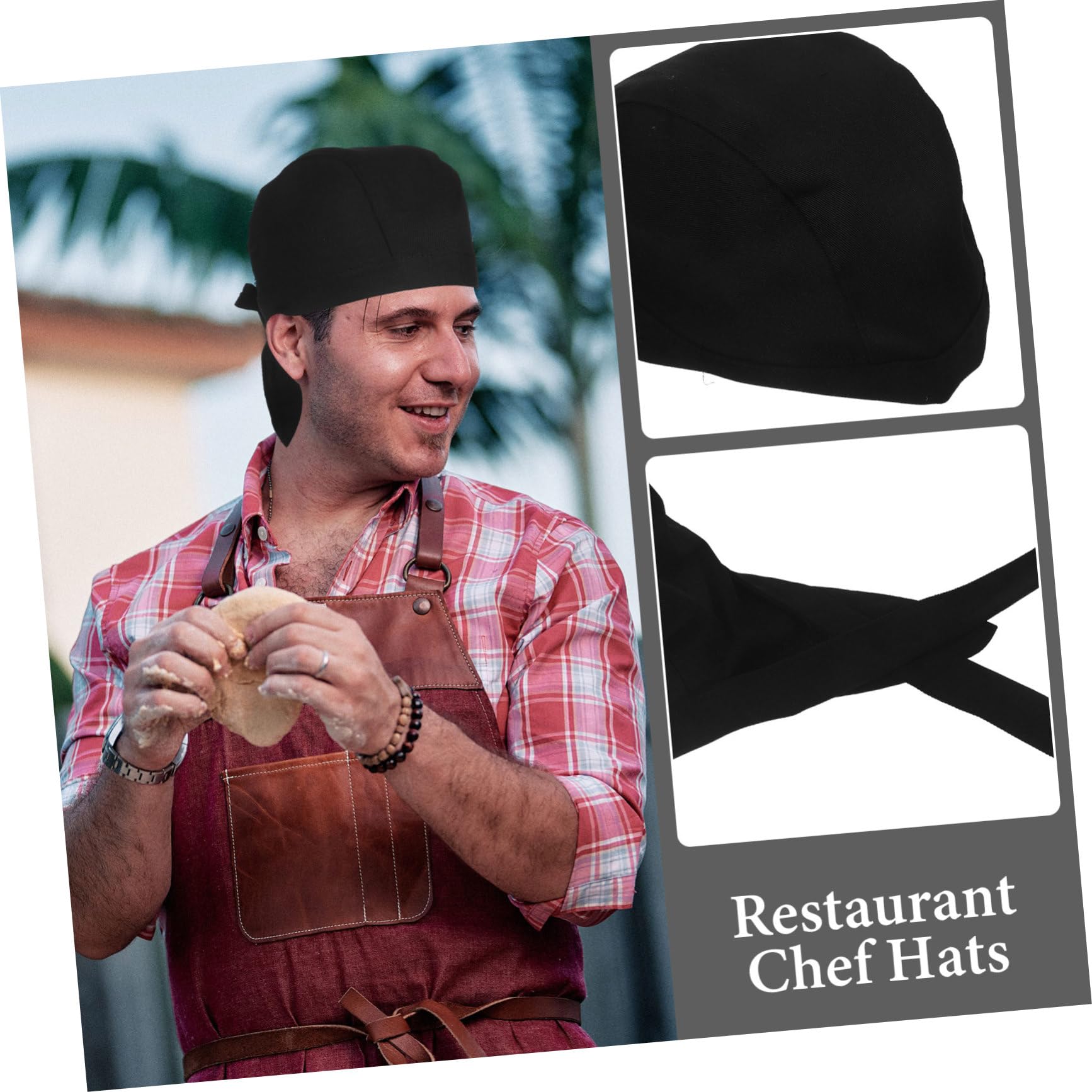 Hemobllo 6 Gorros de Chef Negros Estilo Clásico para Cocina y Restaurante de Algodón Cómodos y Ajustables y Diseño Simple para Chefs