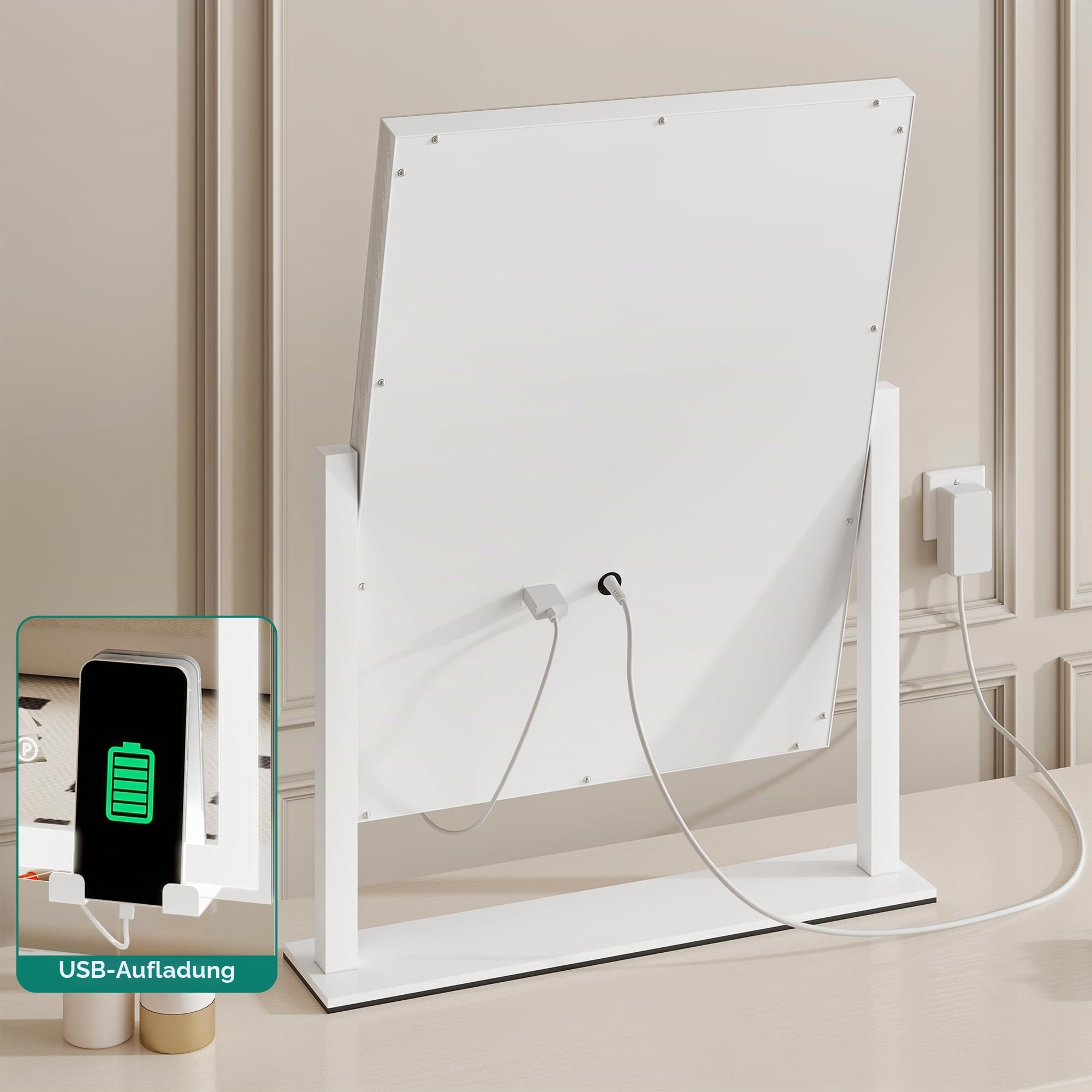 YITAHOME Beleuchteter Kosmetikspiegel mit 3 Farben & Dimmfunktion, 30 x 40 cm Hollywood Spiegel, 360° Schwenkbar, 10-facher Vergrößerung, Smart Touch Sensor, Spiegel mit Licht für Makeup