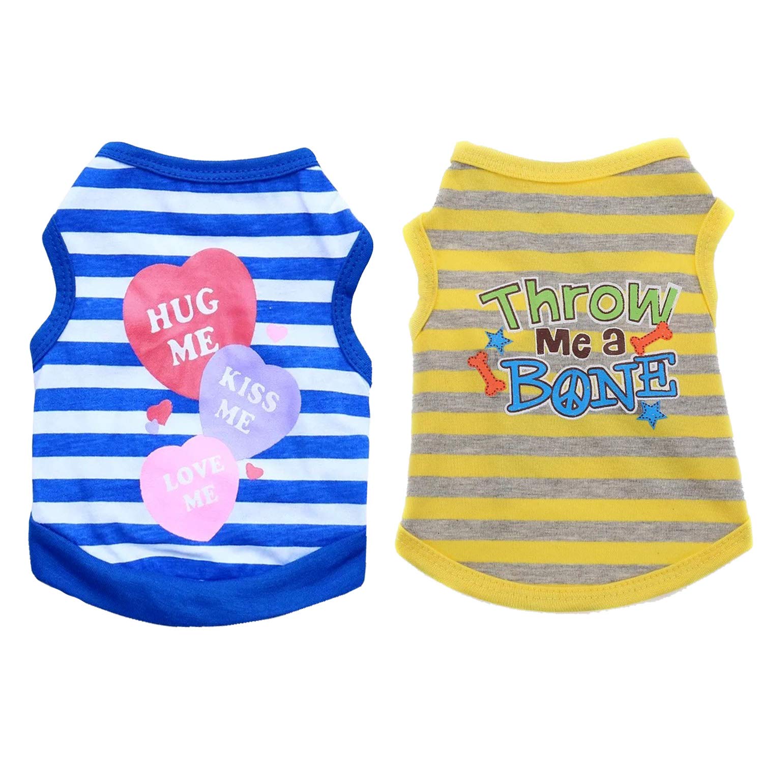 KUTKUT Combo of 2 Yellow & Blue Stripe Print Pet Vest Breathable Autumn,Spring & Summer Cotton Sleeveless Shirt for Small Dog and Cat (Size: L, Chest Girth 45cm, Neck Girth 32 cm, Back Length 34 cm) (B08XVYC7HV) Amazon Price History, Amazon Price Tracker