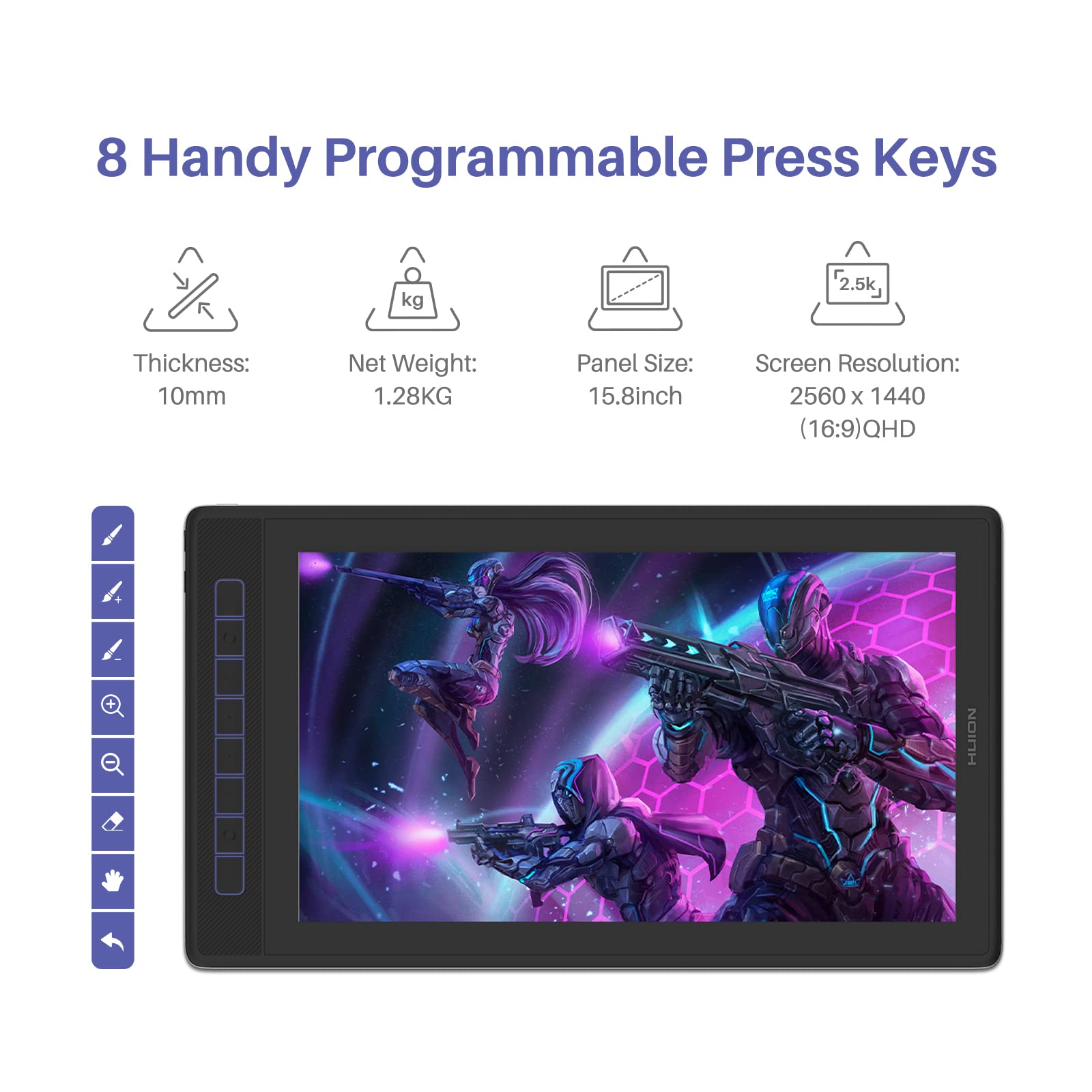 Amazon.com: HUION Kamvas Pro 16 2.5K QHD Graphic Drawing Tablet 